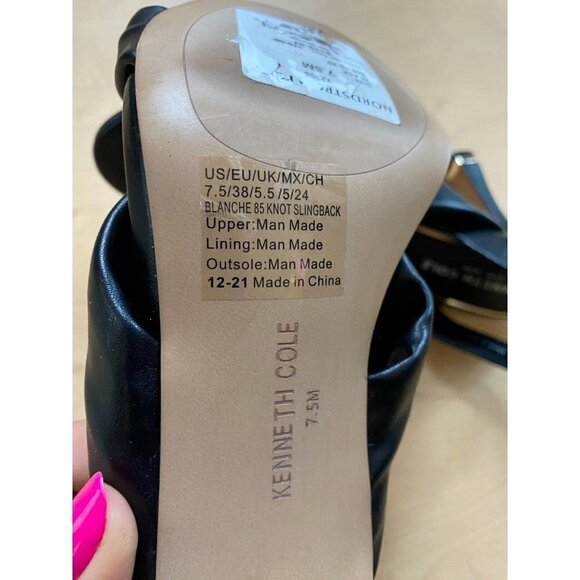 KENNETH Cole New York "Blanche" Knot Slingback Heels Women New Black Sandals - Picture 6 of 10